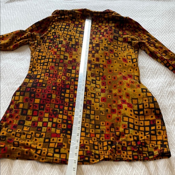 Papa Vancouver Geometric Long Tunic Cowl Neck Earthy Tones Long Sleeved Pockets - Picture 10 of 10